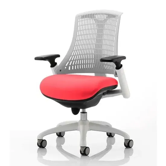 Flex Task Office Chair with Headrest - White Frame, Cherry Back