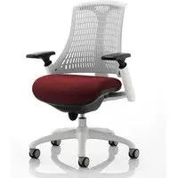 Flex Task Office Chair with Headrest - White Frame, Red Back