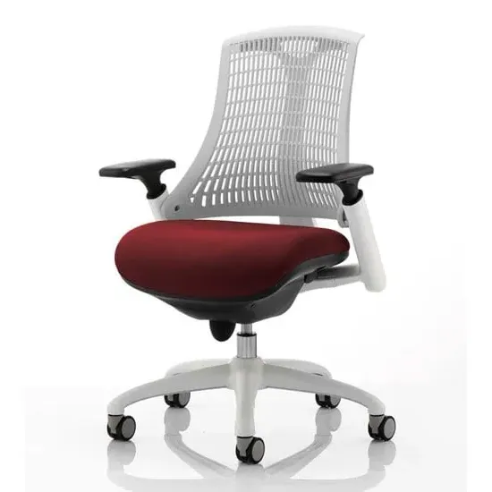 Flex Task Office Chair with Headrest - White Frame, Red Back