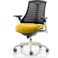 Flex Task Office Chair with Headrest - White Frame, Senna Yellow