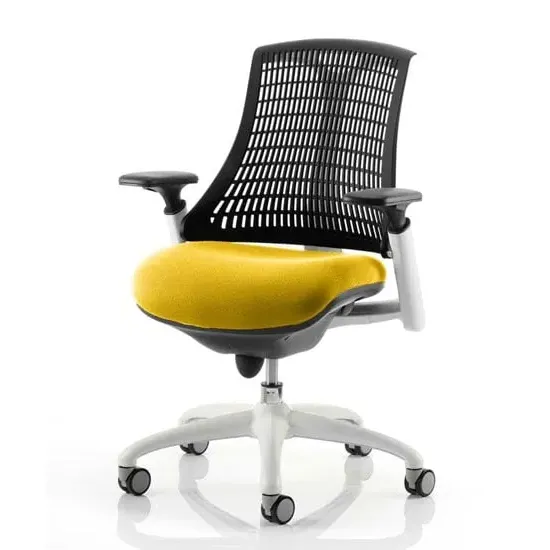 Flex Task Office Chair with Headrest - White Frame, Senna Yellow