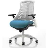 Flex Task Office Chair with Headrest - White Frame, Teal Back