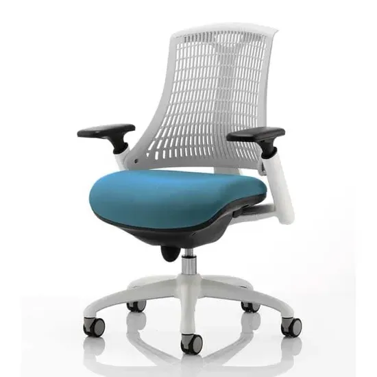 Flex Task Office Chair with Headrest - White Frame, Teal Back