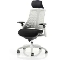 Flex Task Office Chair with Headrest - White Frame, White Back