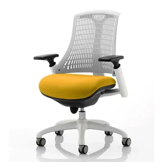 Flex Task Office Chair with Headrest - White Frame, Yellow Back