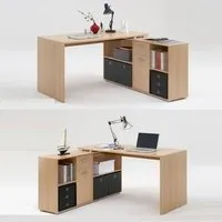 Flexi Corner Computer Desk with Storage - Beech