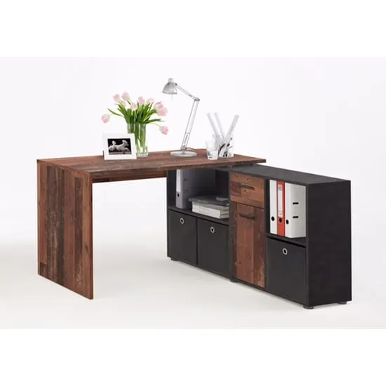Flexi Corner Computer Desk with Storage - Dark, Matera image