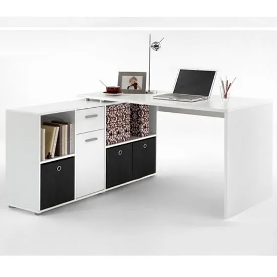 Flexi Corner Computer Desk with Storage - White