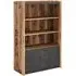 Flint Bookcase with 2 Shelves - Raw Steel Concrete Effect