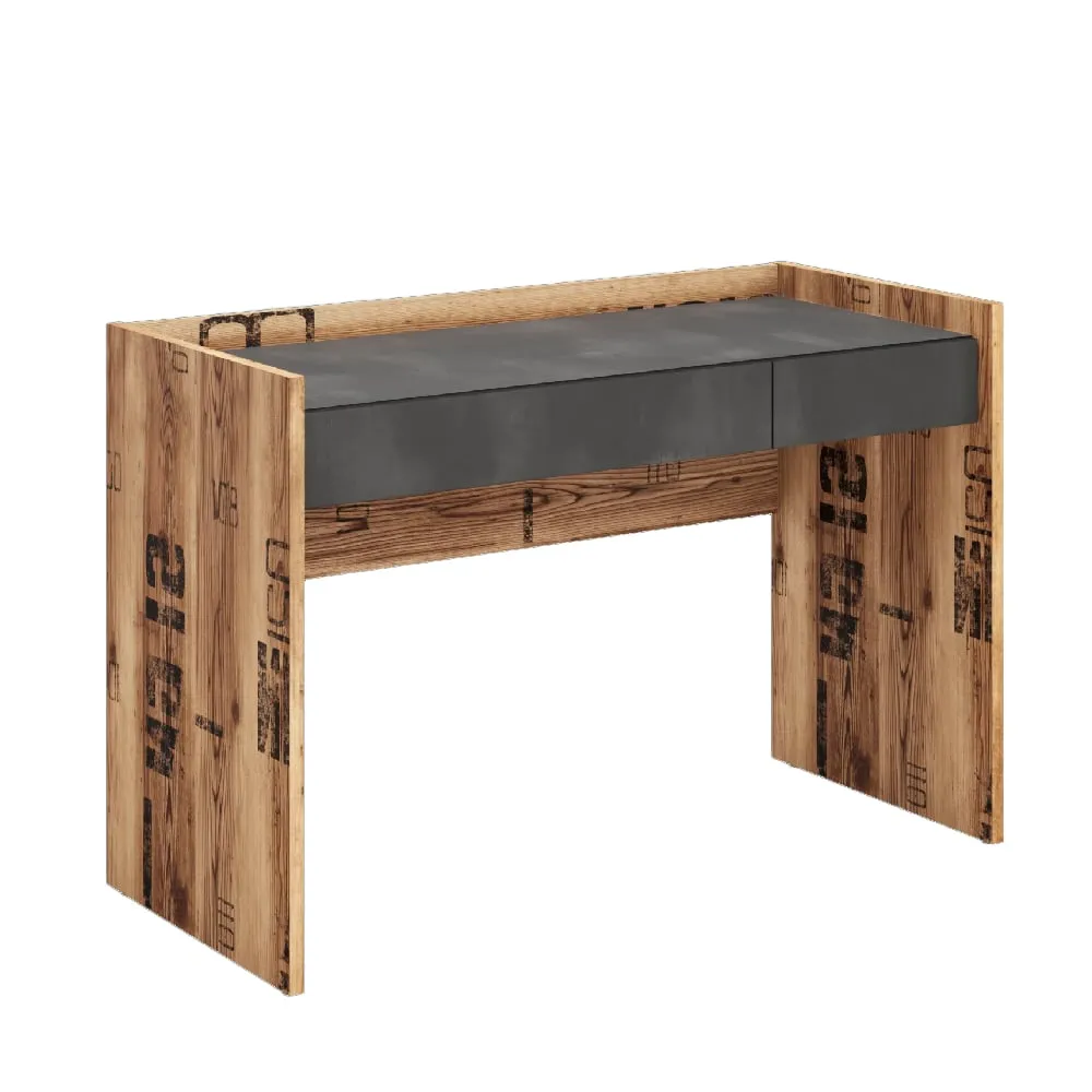 Flint Laptop Desk with 2 Doors - Raw Steel