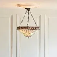 Flint Large Tiffany Glass Inverted Pendant Light - Multicolour