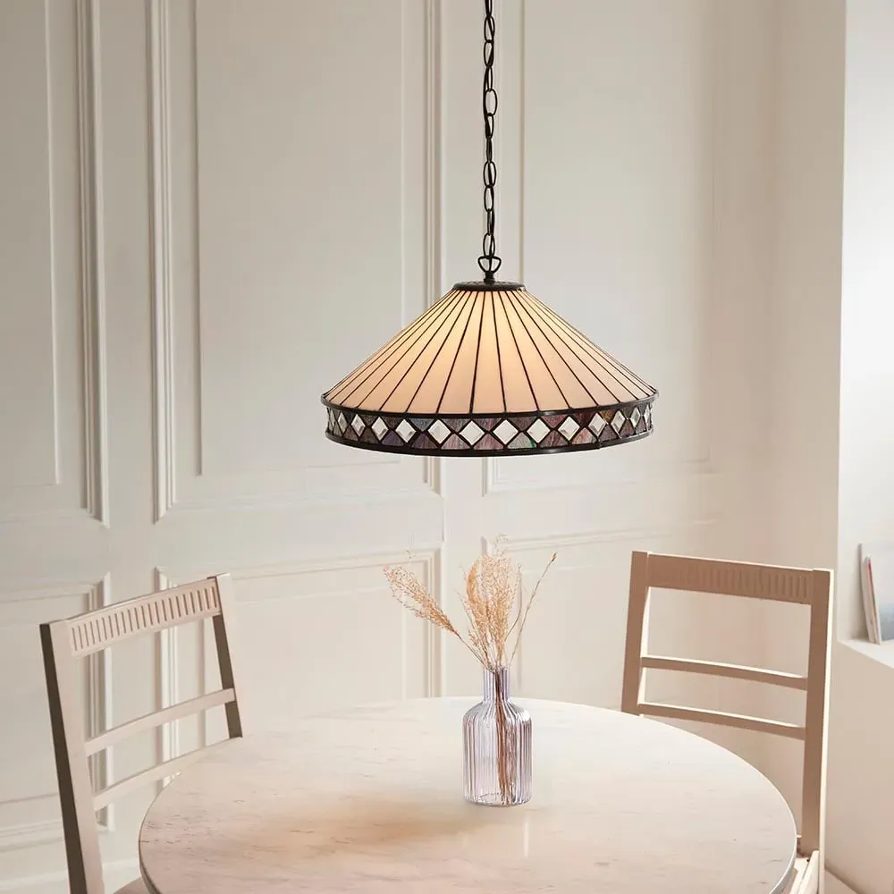 Flint Large Tiffany Glass Pendant Light - Multicolour image