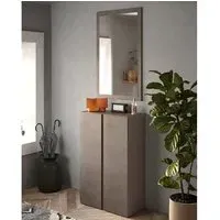 Flint Narrow Shoe Cabinet with Mirror - Bronze Mercure Oak
