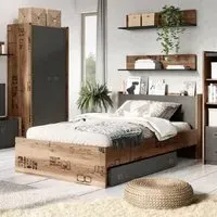 Flint Small Double Bed Frame - Raw Steel