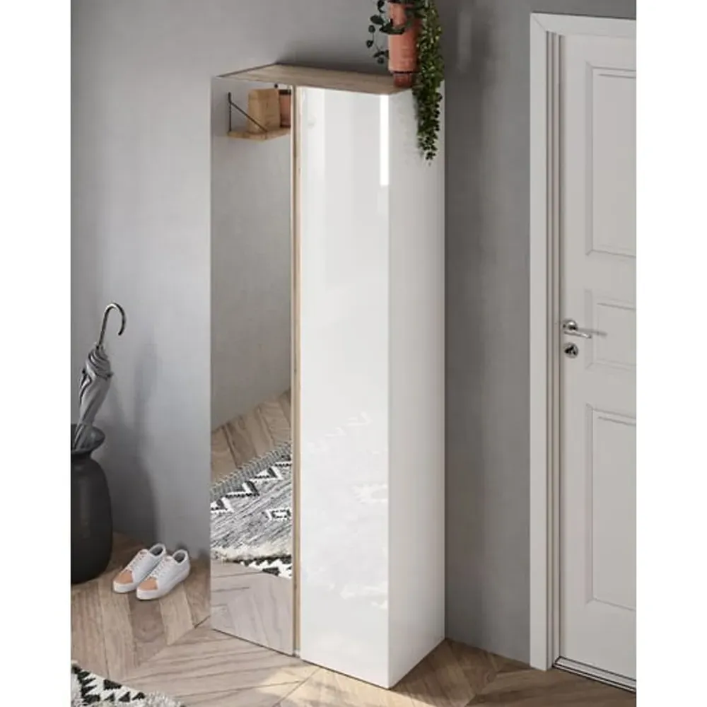 Flint Tall 2-Door Shoe Cabinet - White, High Gloss product