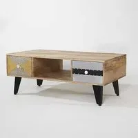 Flocons Coffee Table with 2 Drawers - Reclaimed Wood