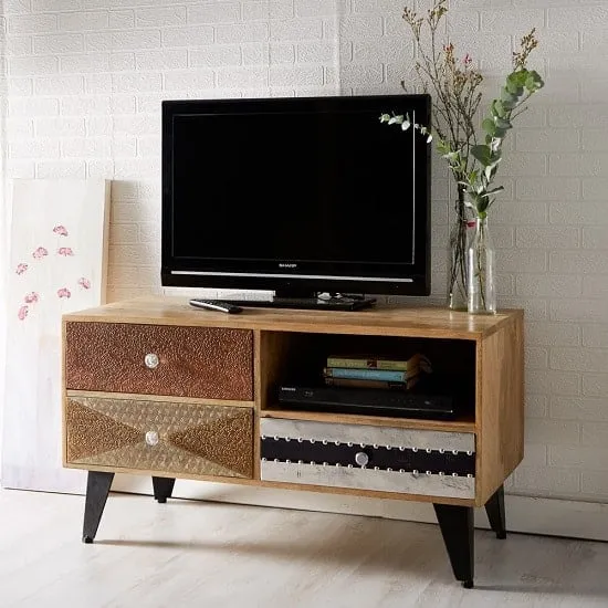 Flocons TV Stand with 3 Drawers - Reclaimed Wood