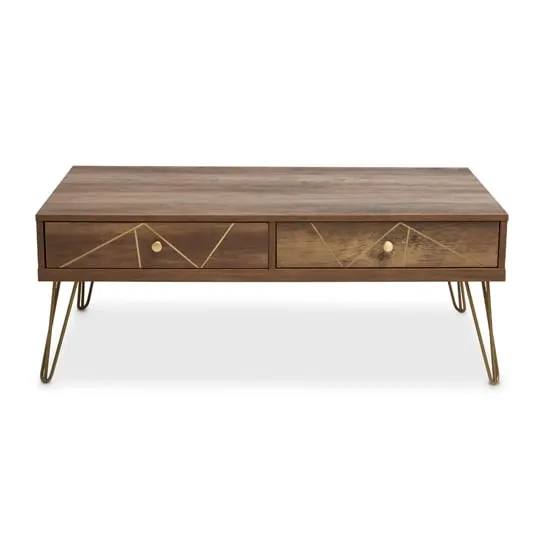 Flora Coffee Table with 2 Drawers - Veneering Effect