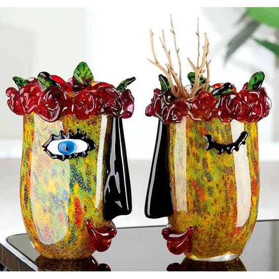 Flora Glass Decorative Vase Set of 2 - Multicolor, Glass product