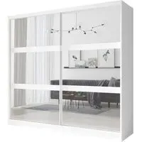 Flora Mirrored Wardrobe with 2 Sliding Doors - White