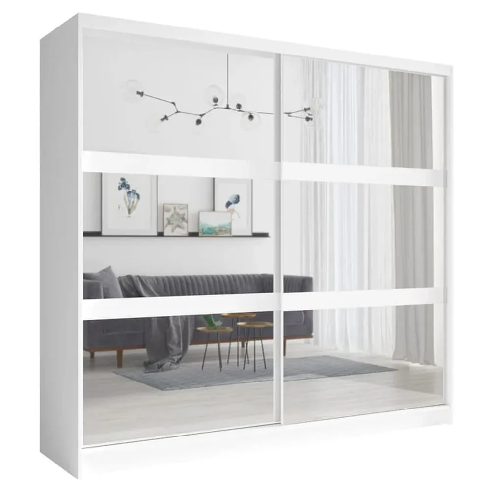 Flora Mirrored Wardrobe with 2 Sliding Doors - White