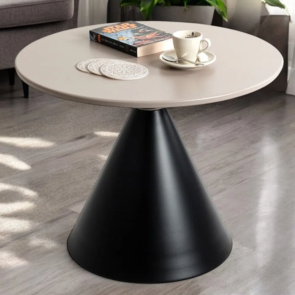 Florence Large Round End Table - Grey, Metal