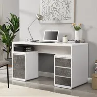 Florentine Computer Desk with Storage - White, MDF