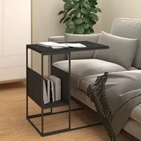 Flores C-Shaped Side Table - Black, Engineered Wood alternate view
