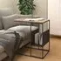 Flores C-Shaped Side Table - Natural, Black Frame