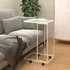 Flores C-Shaped Side Table with Wheels - White