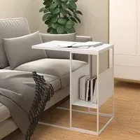 Flores C-Shaped Side Table with Wheels - White