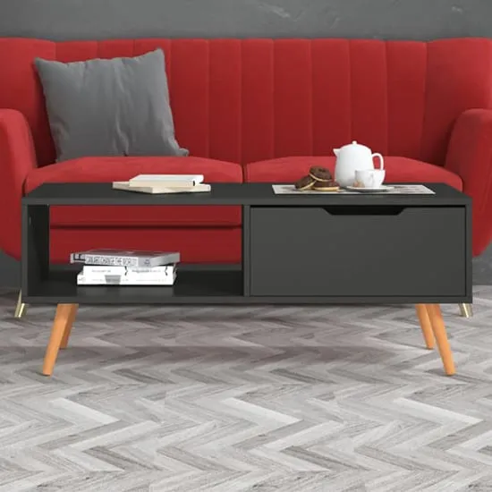 Floria Coffee Table with Drawer - Grey, MDF