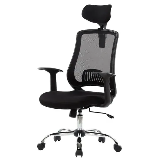 Floridian High Back Office Chair with Headrest - Black, Fabric image