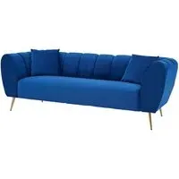 Florina 3-Seater Sofa - Midnight Blue, Velvet