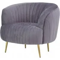 Florino Upholstered Armchair with Gold Legs - Grey, Velvet
