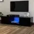 Flurin TV Stand with LED Lights - Black, Engineered Wood