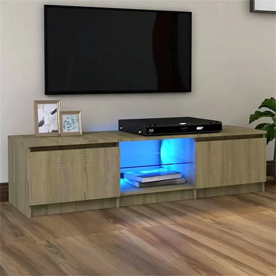 Flurin TV Stand with LED Lights - Sonoma Oak, Engineered Wood image