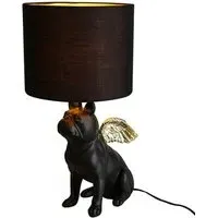 Flying Bully Dog Table Lamp - Black, Cloth