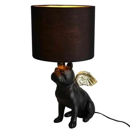 Flying Bully Dog Table Lamp - Black, Cloth image