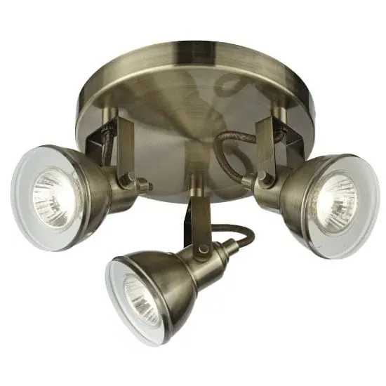Focus 3 Light Ceiling Spot Light - Antique Brass