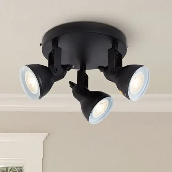 Focus 3 Spot Ceiling Light Disk - Black