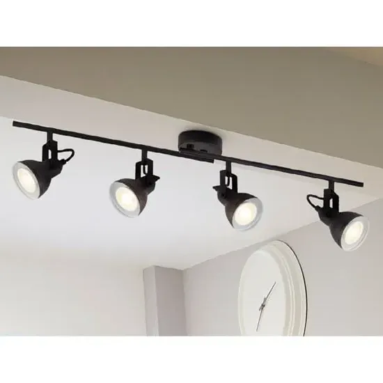 Focus 4 Spot Ceiling Light Split Bar - Black
