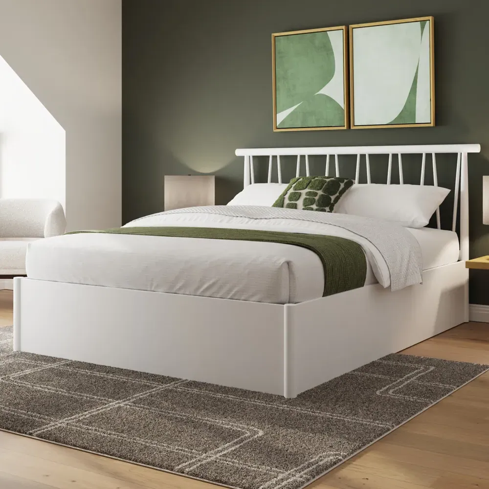 Folsom Double Ottoman Storage Bed - White, MDF product