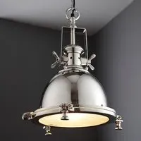 Folsom Sandblasted Glass Pendant Ceiling Light - Bright Nickel