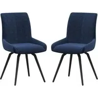 Fomix Dining Chair with Black Legs, Pair - Blue, Fabric alternate view