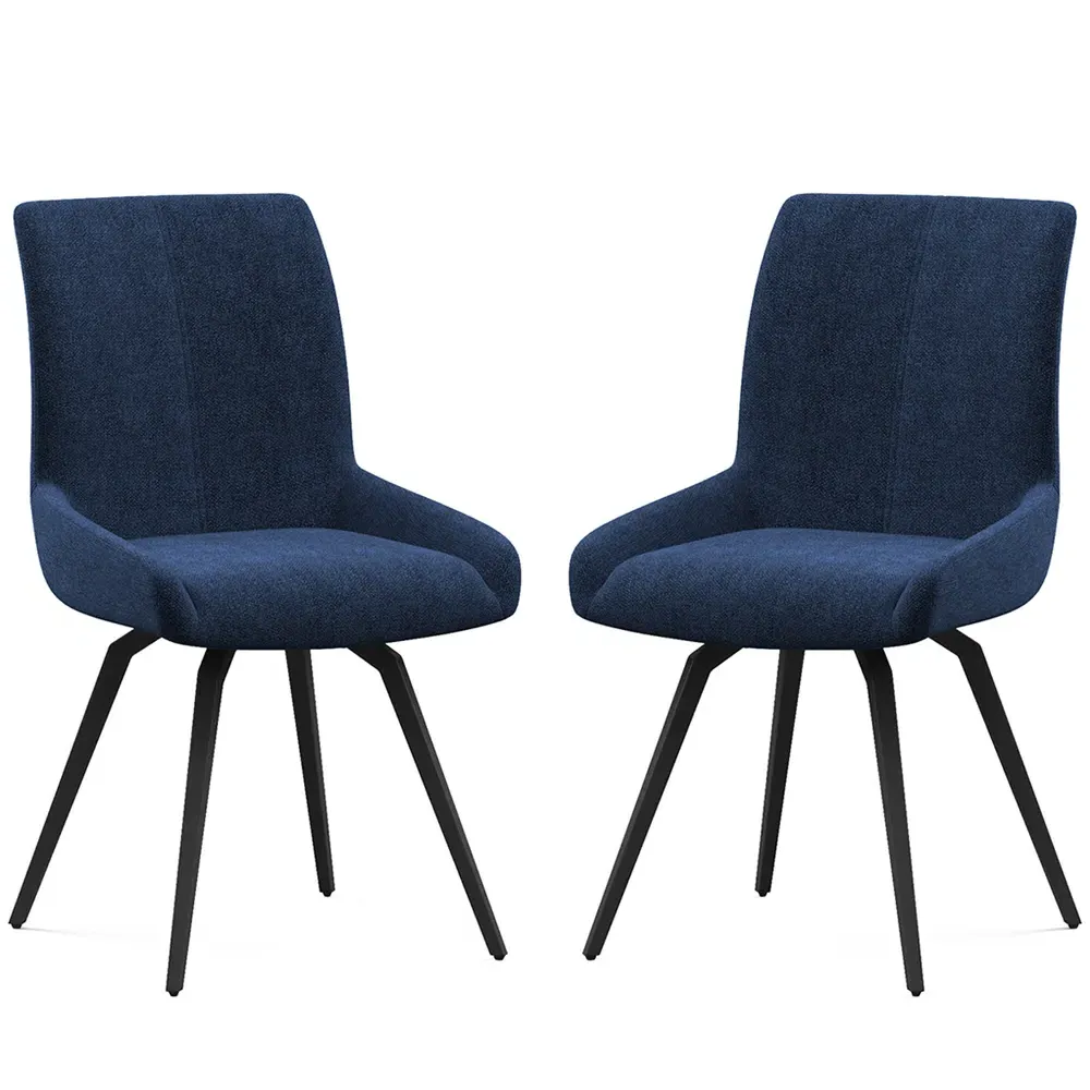 Fomix Dining Chair with Black Legs, Pair - Blue, Fabric product