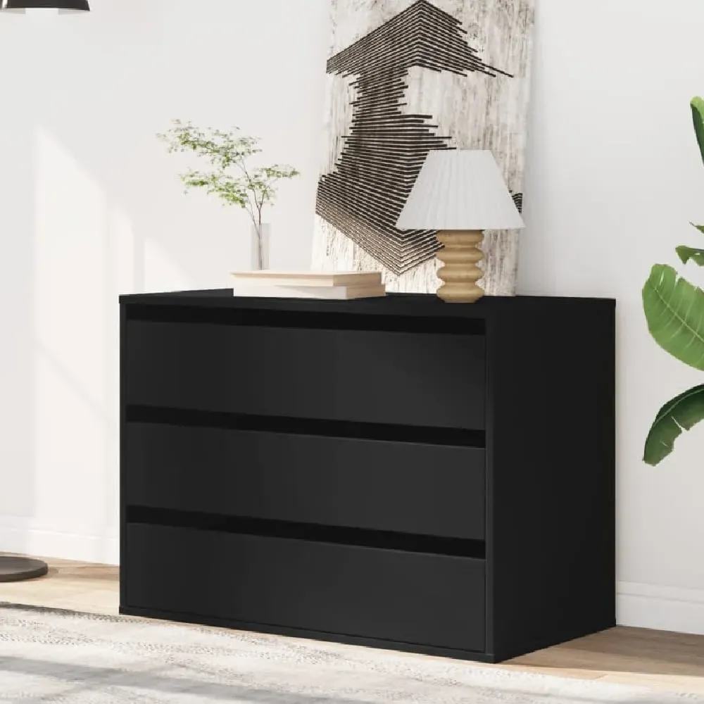 Fontana 3 Drawer Chest - Black, Engineered Wood