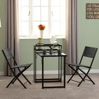 Fontana 3 Piece Foldaway Bistro Set - Black, Metal