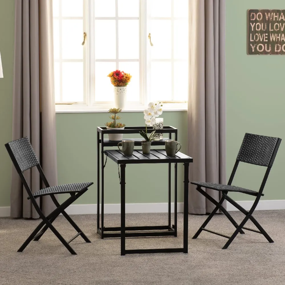 Fontana 3 Piece Foldaway Bistro Set - Black, Metal image