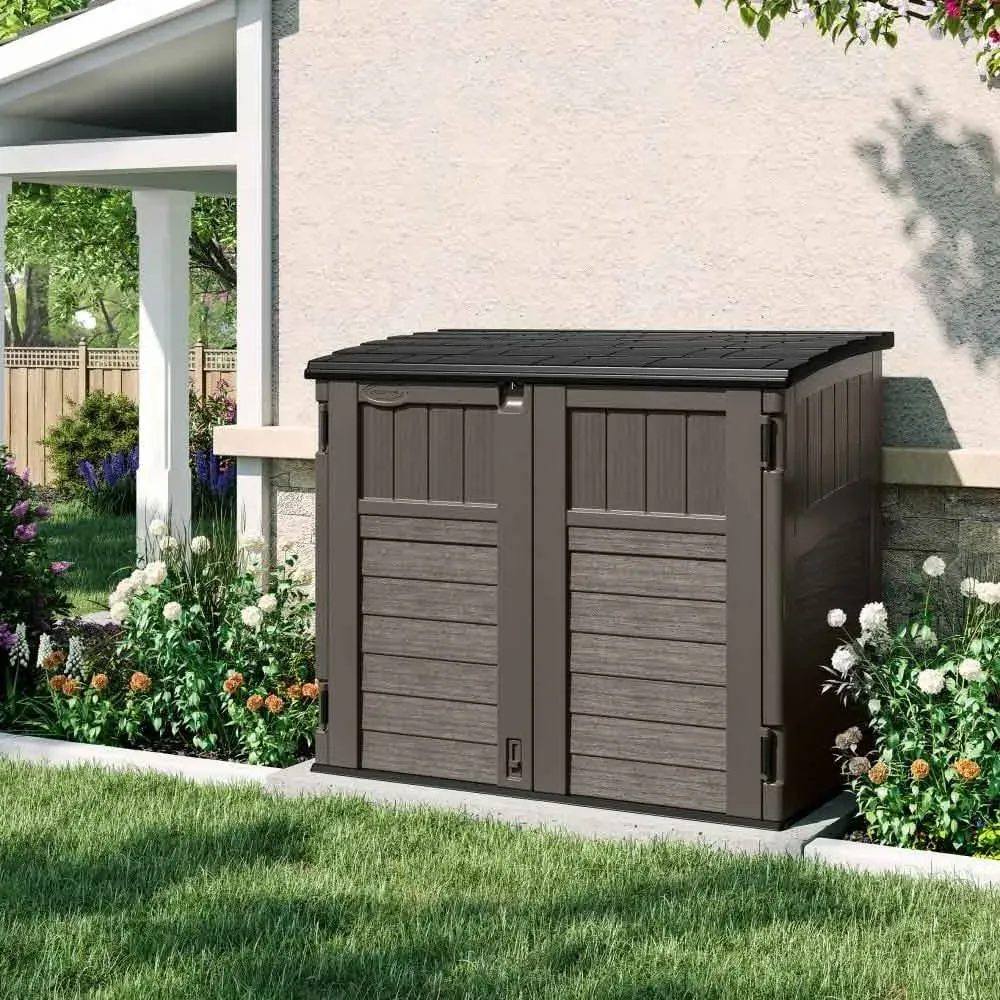 Forma Garden Storage Cabinet with Lid - Stone Grey, Resin product